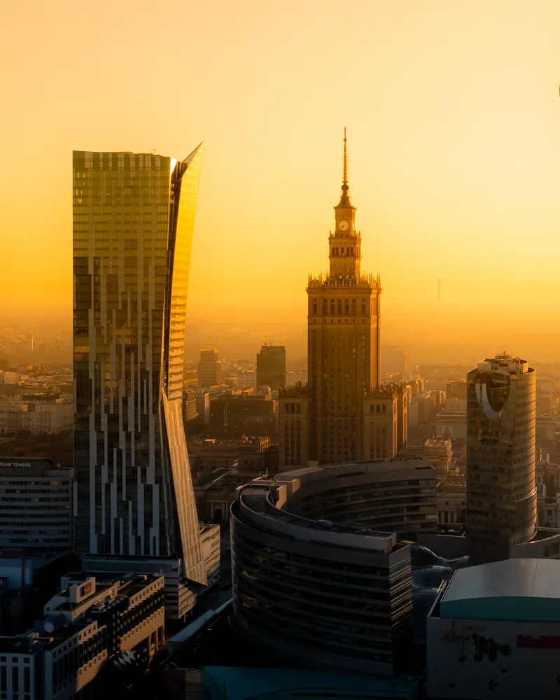 Warszawa i Pałac Kultury w złotym świetle